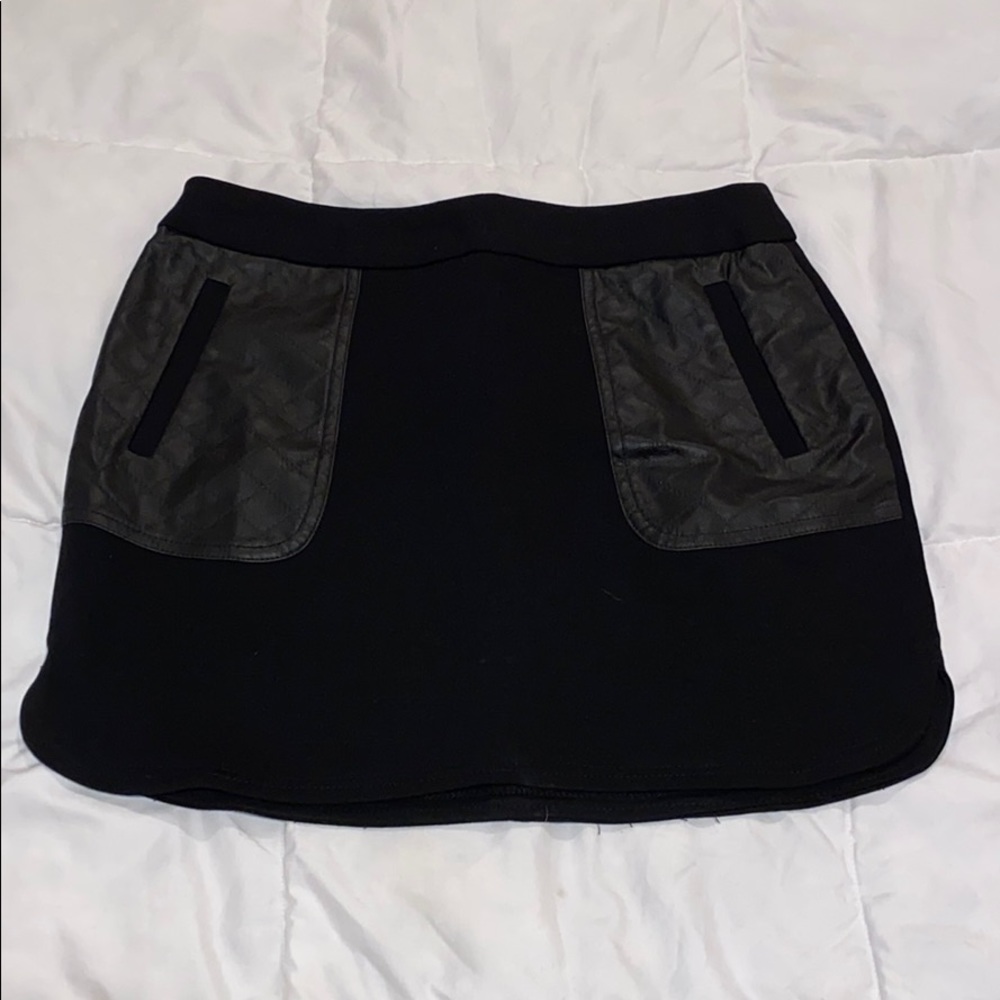 Black Skirt with Leather Accents